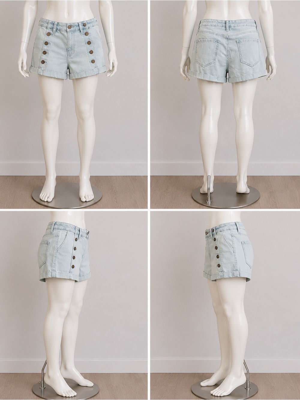No Boundaries Light Blue Button-Front Denim Shorts